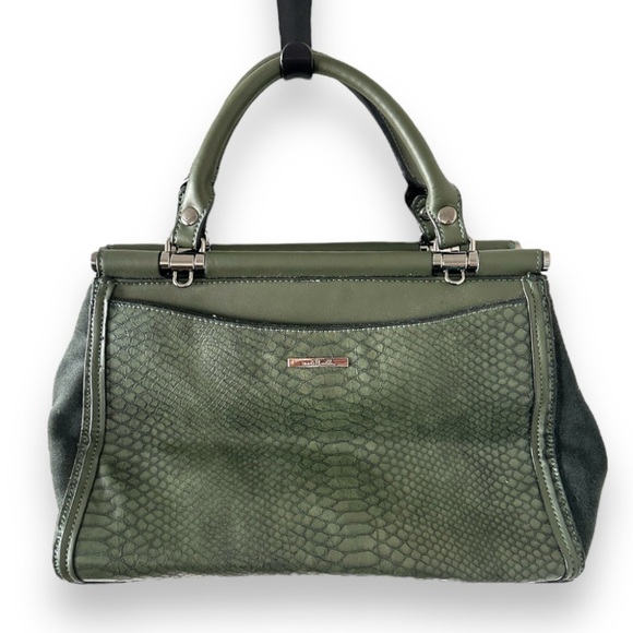 Simply Noelle Green Snakeskin Suede Purse NWOT Convertible Crossbody Strap - Picture 1 of 13